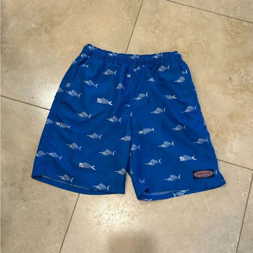 Vineyard Vines Royal Blue Fish-Skeleton Swim Trunks